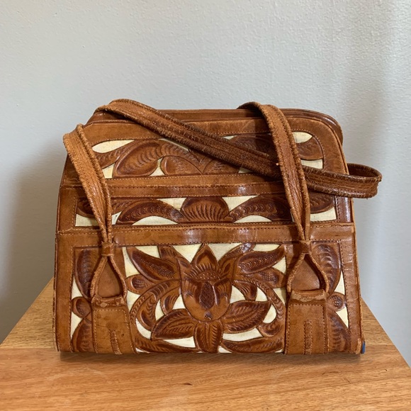 Vintage Handbags - Vintage Rehab Avelar Tooled Leather Handbag